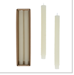 Unscented Hobnail Taper Candles in Box, Set of 2