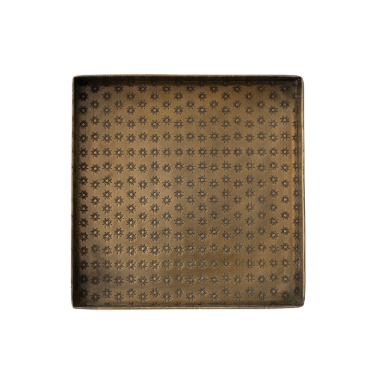 Debossed Aluminum Tray, Antique Brass Finish
