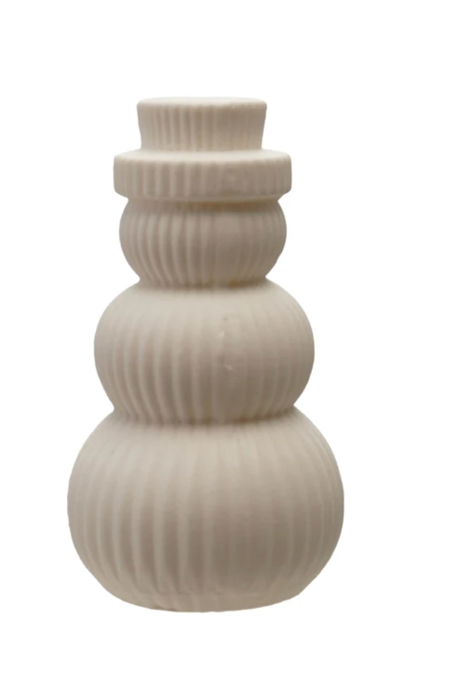 Stoneware Bisque Snowman Shaped LED Light (Batteries Included)