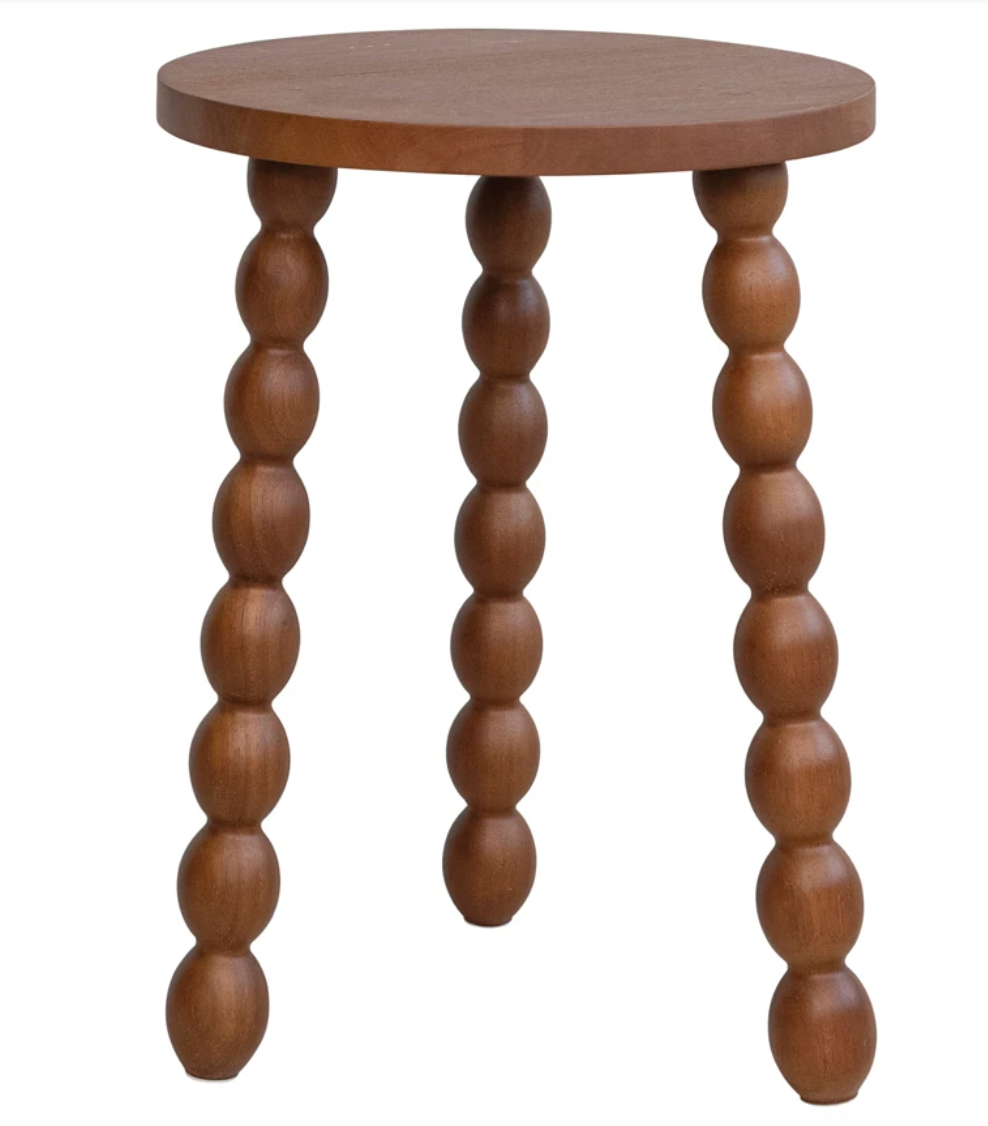 Brushed Rubberwood Table with Turned Legs, Walnut Finish, KD