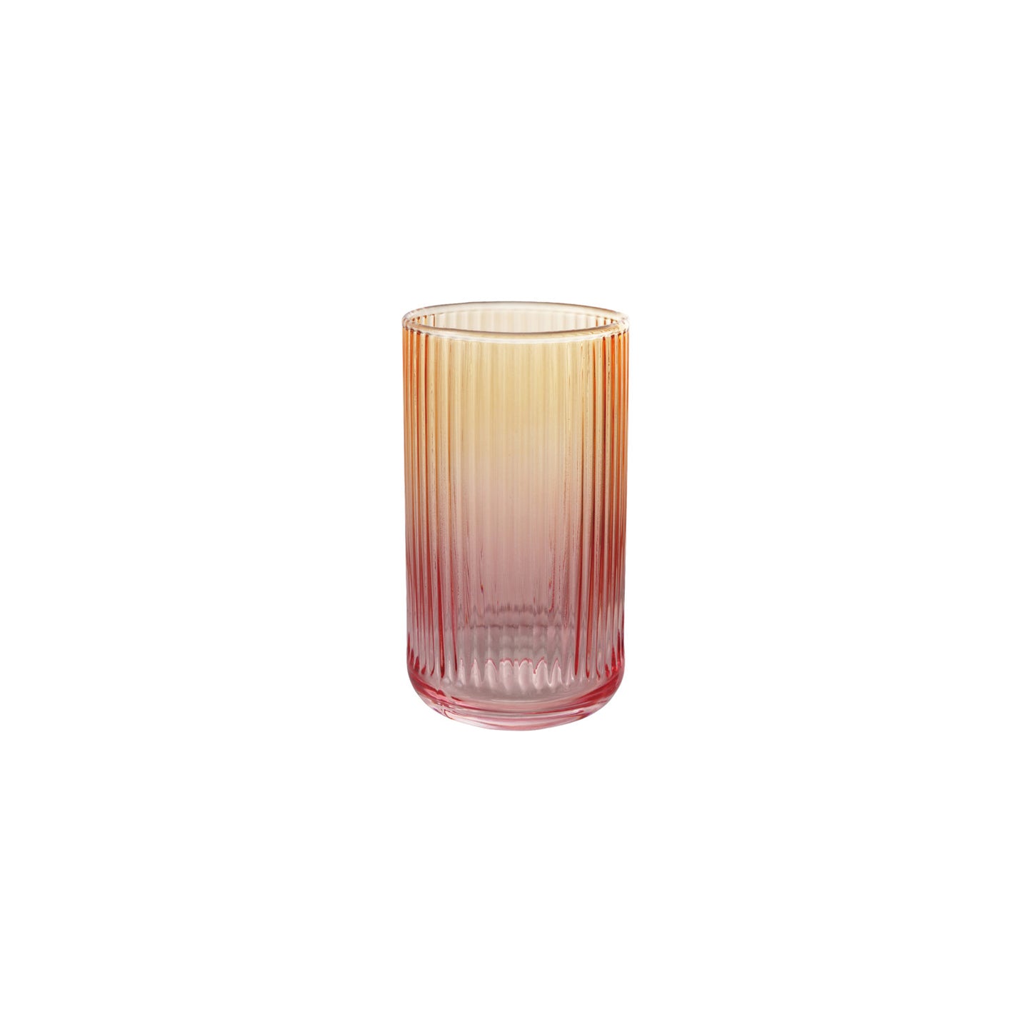 14 oz. Ribbed Drinking Glass, Amber Color & Pink Ombre