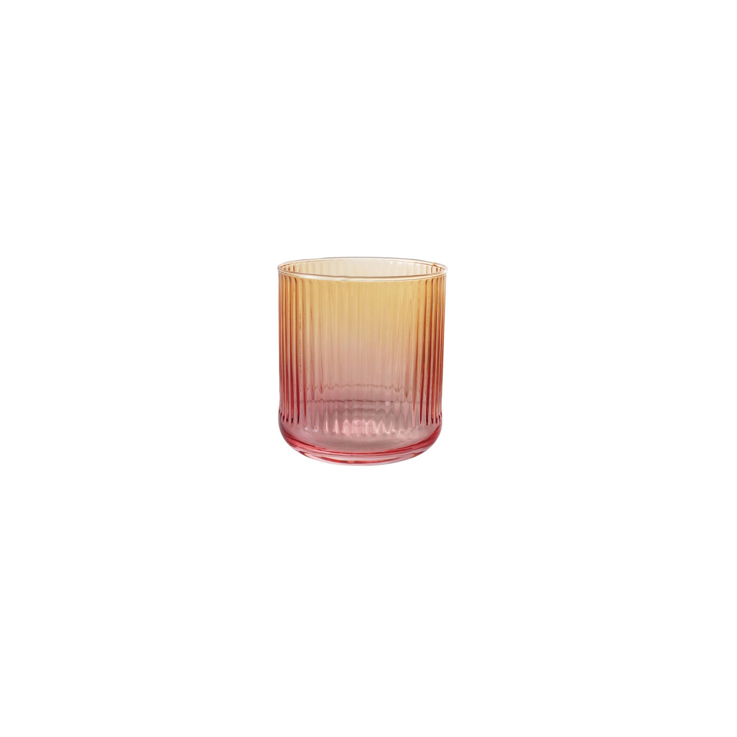12 oz. Ribbed Drinking Glass, Amber Color & Pink Ombre