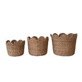 Basket - Braided Bankuan & Rattan Baskets w/ Scalloped Edge