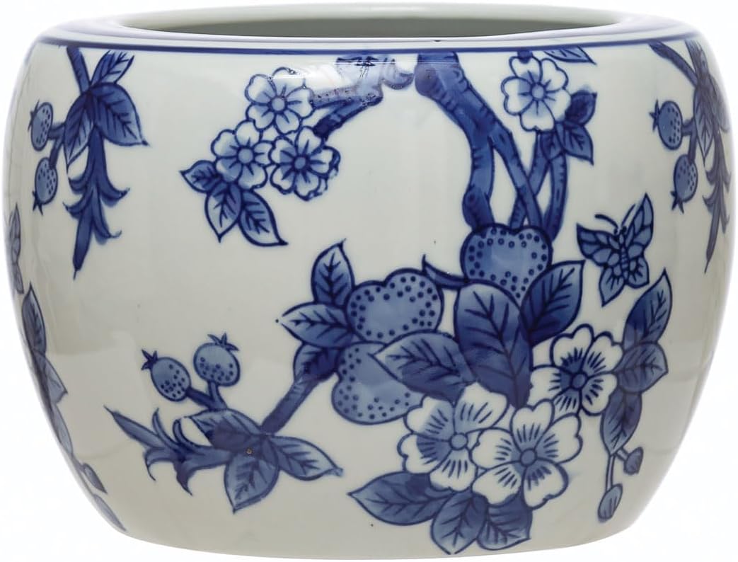 Planter - Stoneware with Floral Pattern