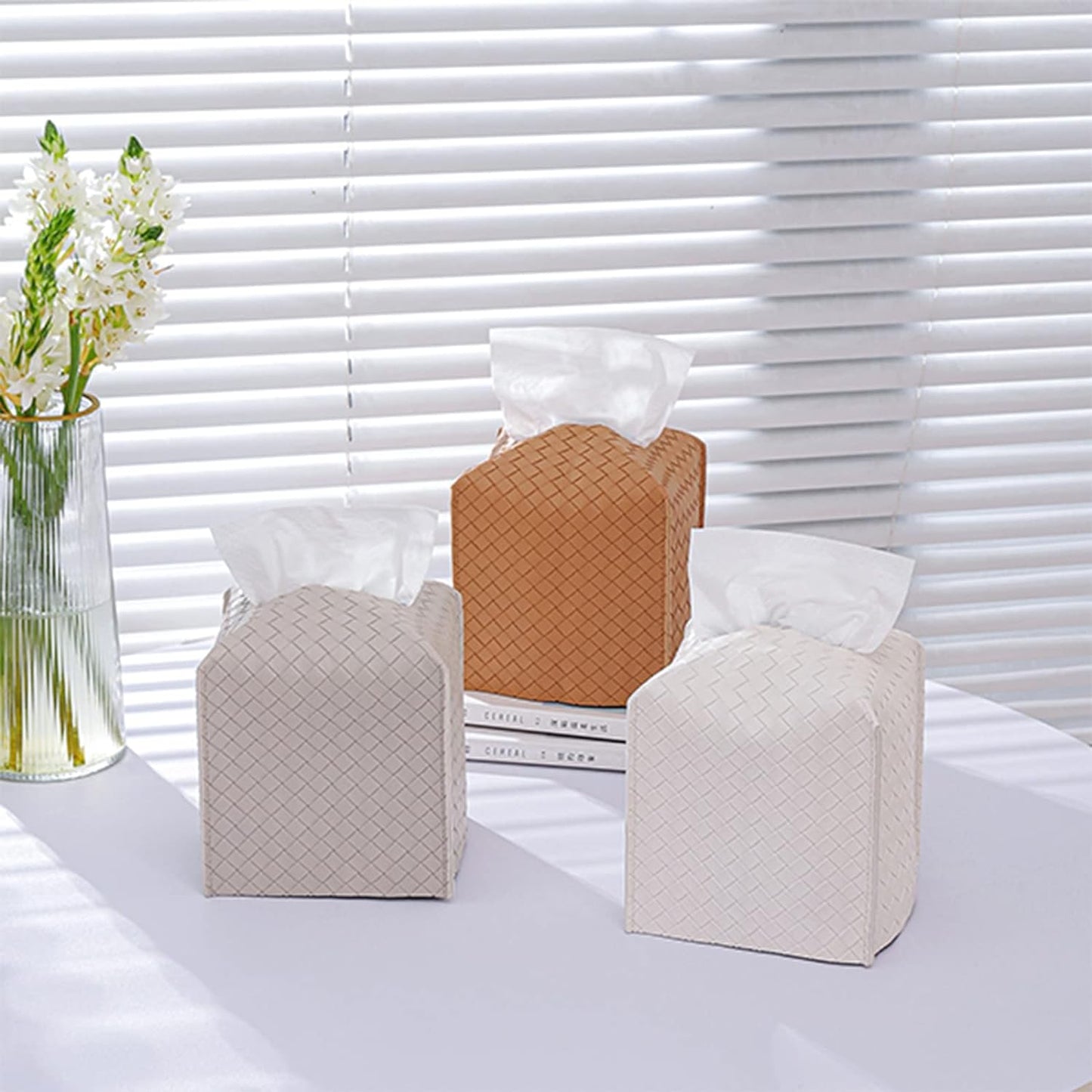 Bathroom Accessory - Tissue Box Cover, Leather Square