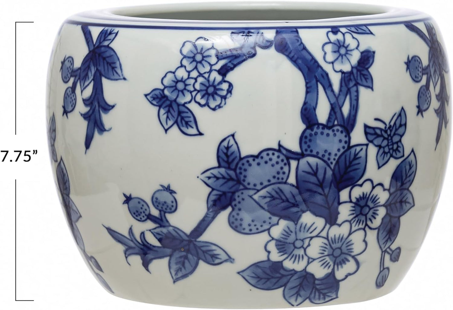 Planter - Stoneware with Floral Pattern