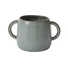 Pot - Ceramic, Green Speckled with Handles