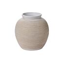 Vase - Oblong, White and Beige Textured