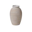 Vase - Oblong, White and Beige Textured