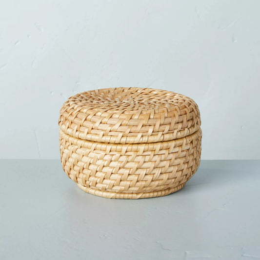 Basket - Round Woven, Small with Lid