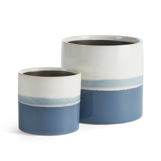 Pot - Two Toned with Blue Stripe