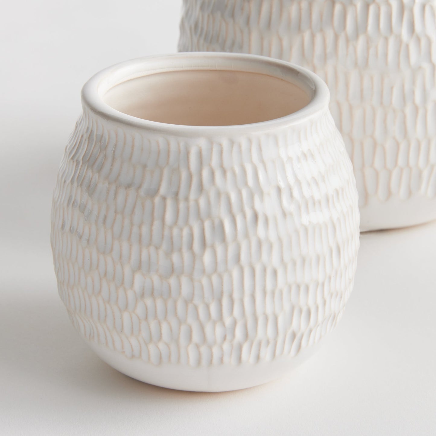 Pot - Etched Pattern, White