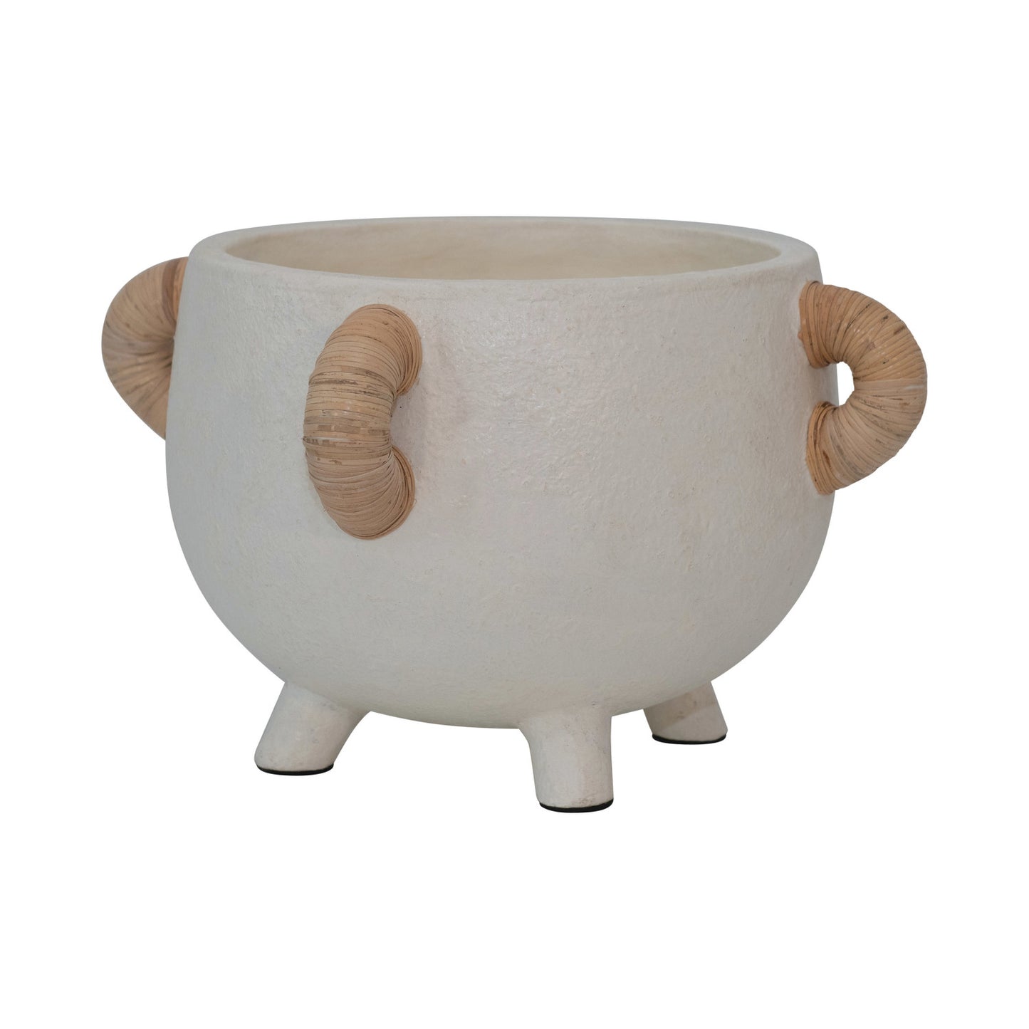 Planter - Terracotta Footed with Rattan Wrapped Handles