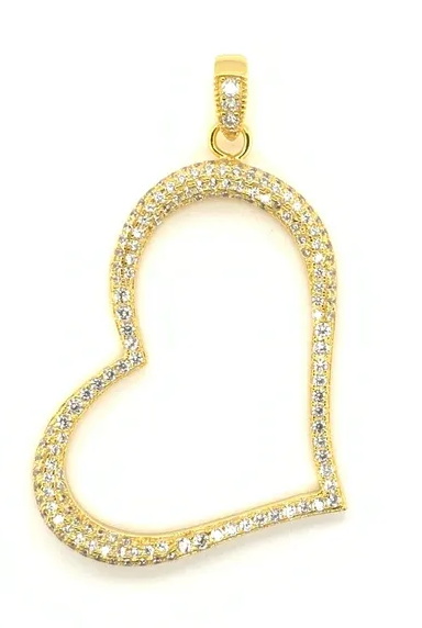 Jewelry - Charm, Paved CZ Open Heart Charm