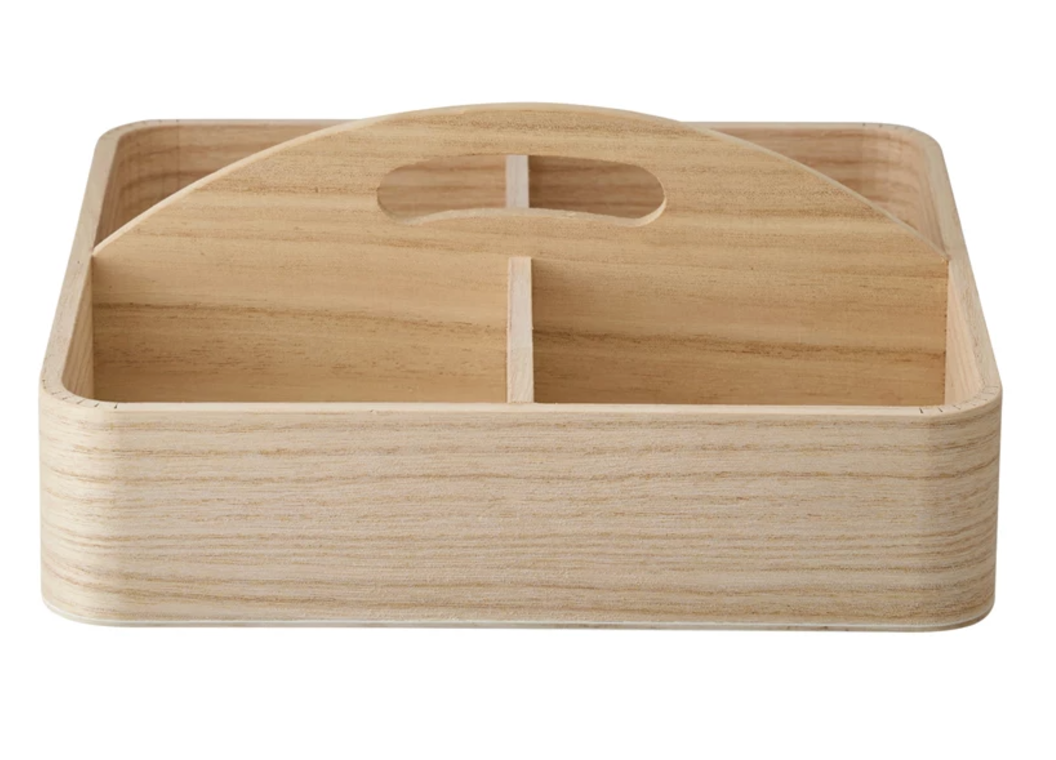 Tray - Paulownia Wood Container w/ 4 Sections