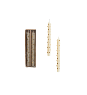 Unscented Taper Candles with 3D Dots in Box, Set of 2
