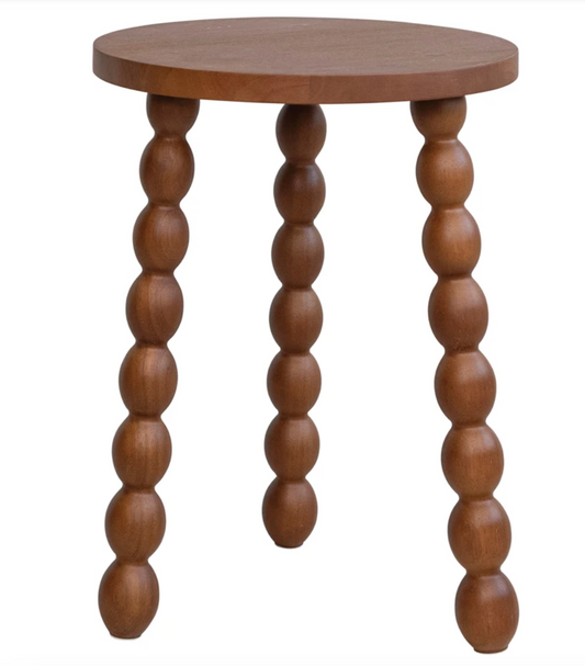 Brushed Rubberwood Table with Turned Legs, Walnut Finish, KD