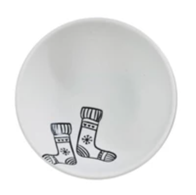 Seasonal Item - Stoneware Bowl with Winter Apparel