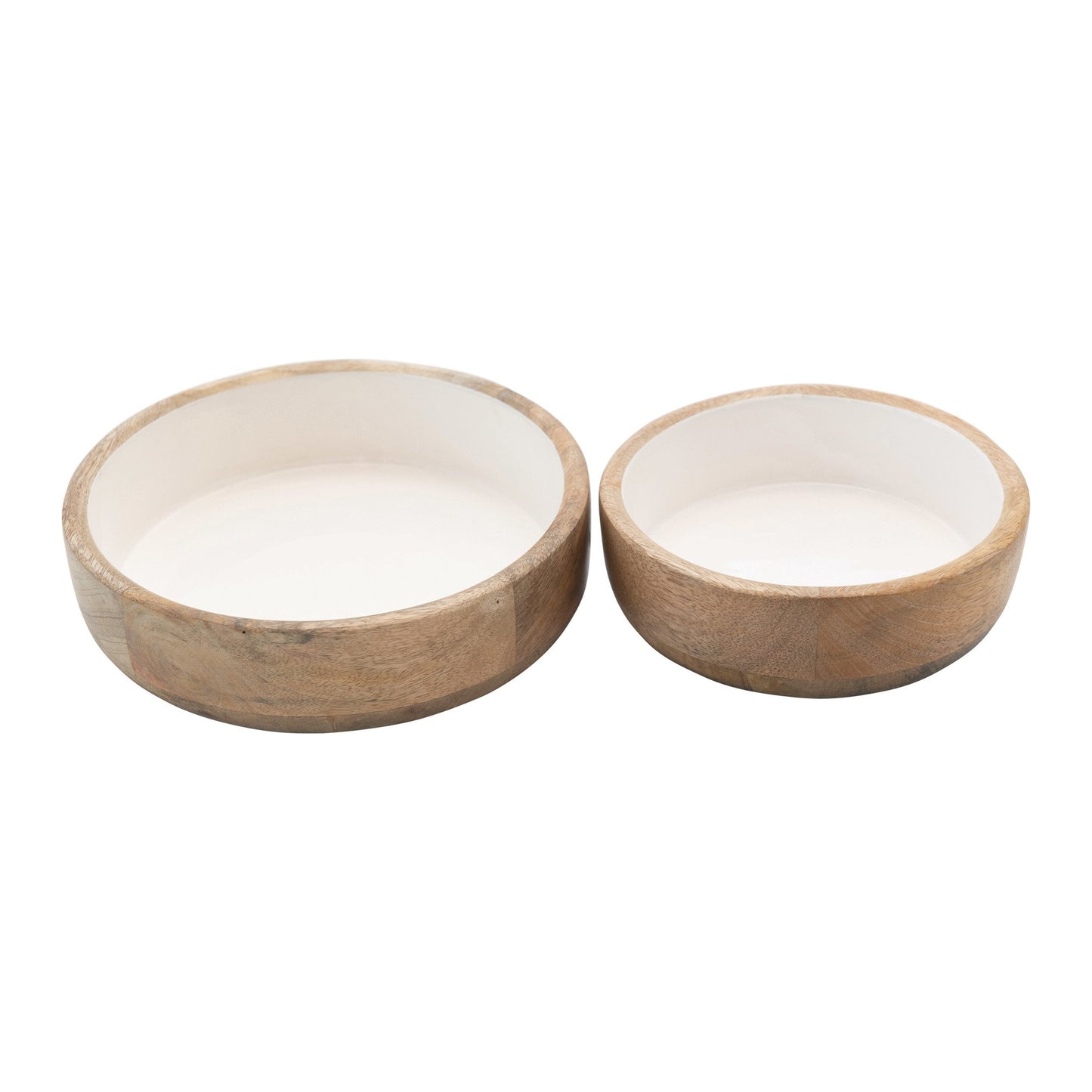 Bowl - Mango Wood Bowls with Enamel Interior