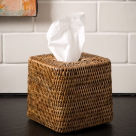 Bathroom Accessory - Tissue Box Cover, Square Rattan