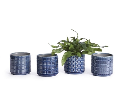 Planter - Blue Geometric