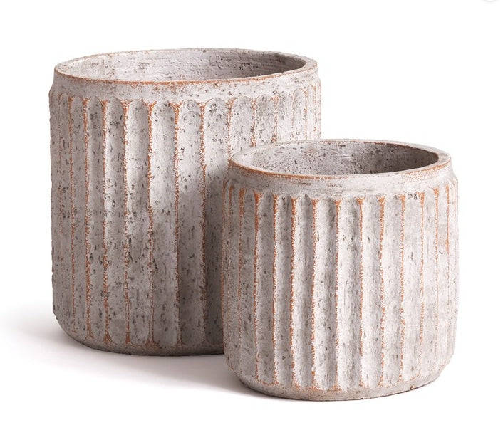 Planter - Whitewash, Ribbed