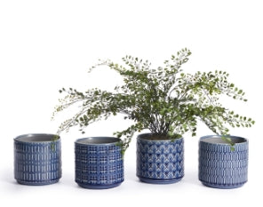 Planter - Blue Geometric