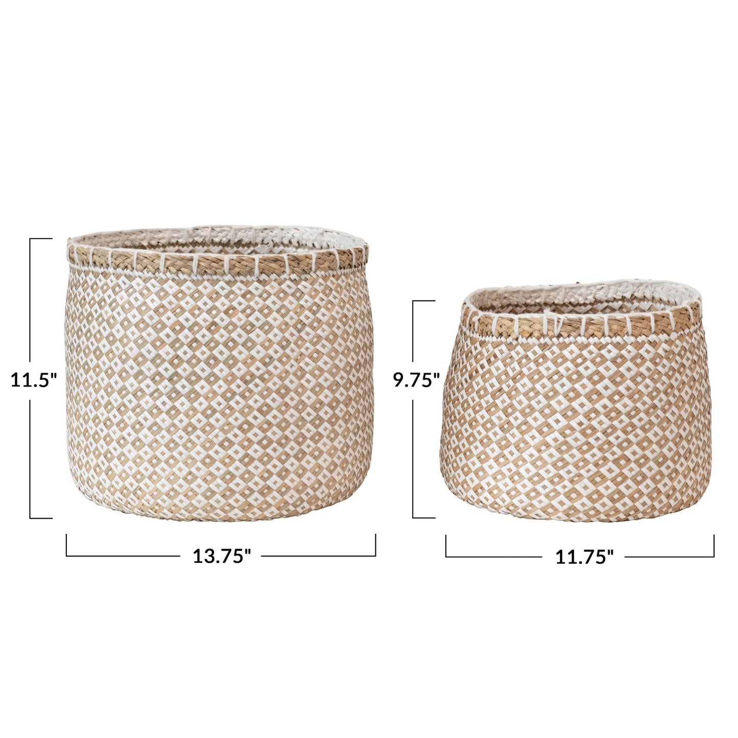 Basket - Seagrass and Paper Patterned, Hand Woven