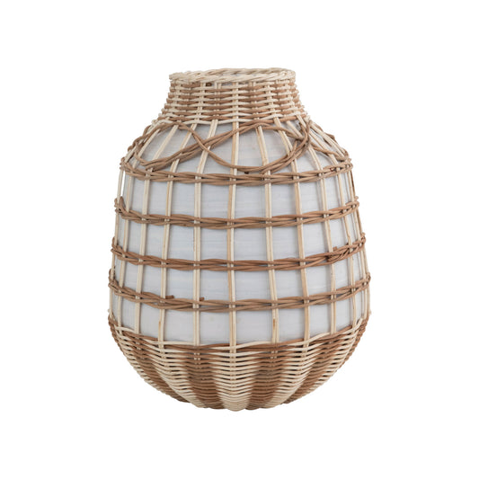 Vase - Decorative Hand-Woven Seagrass and Bamboo Wrapped Vase