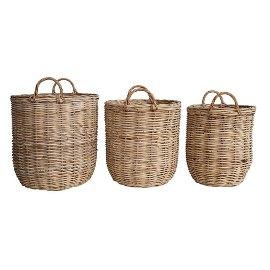 Basket - Hand-Woven Rattan Baskets w/ Handles