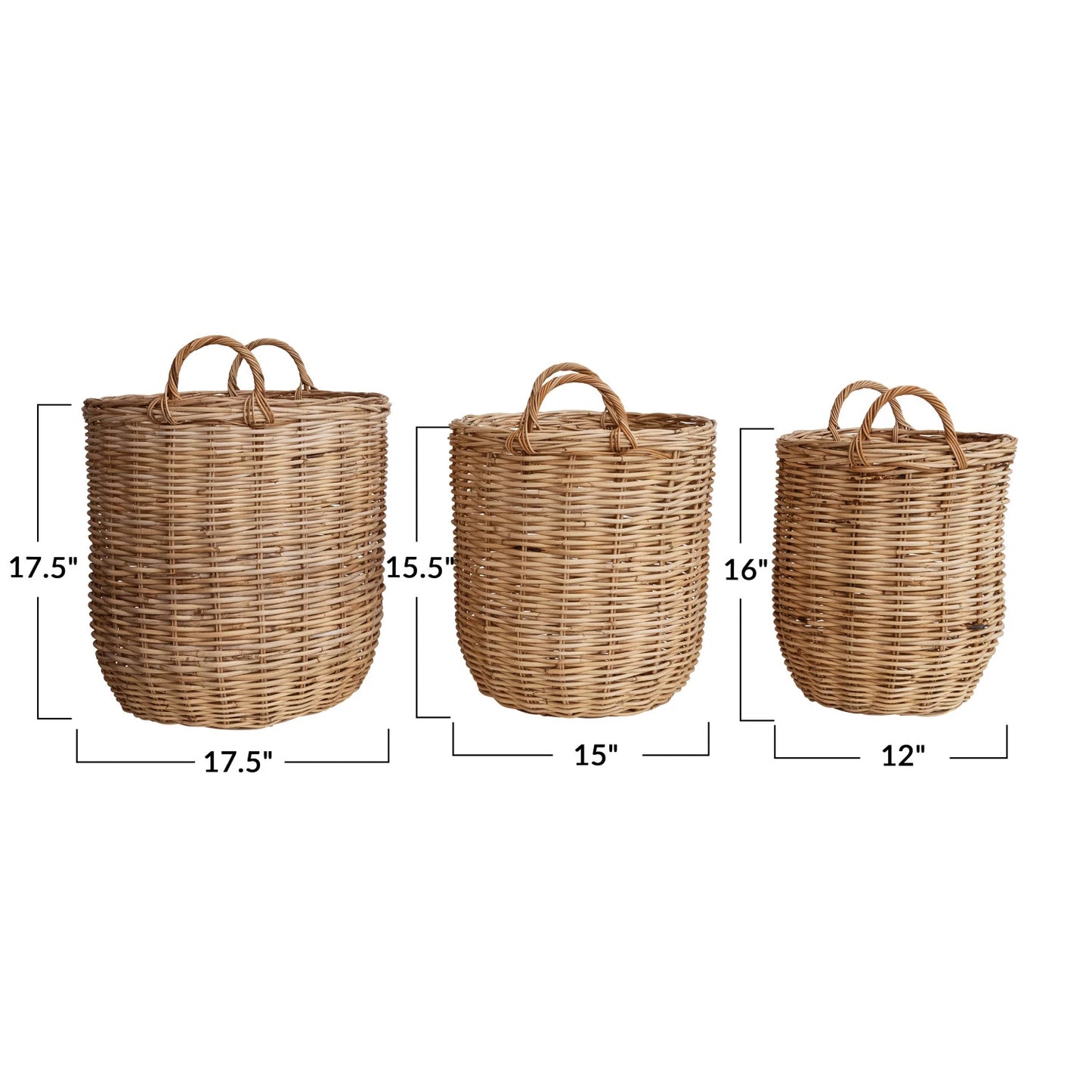 Basket - Hand-Woven Rattan Baskets w/ Handles