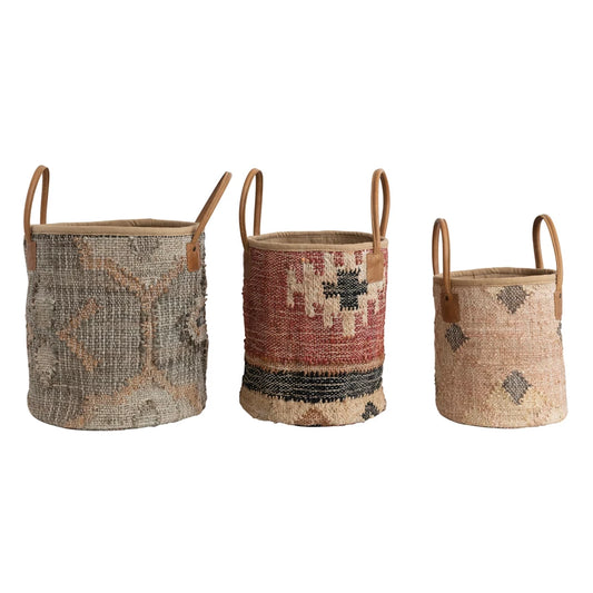 Basket - Cotton Jute with Leather Handles