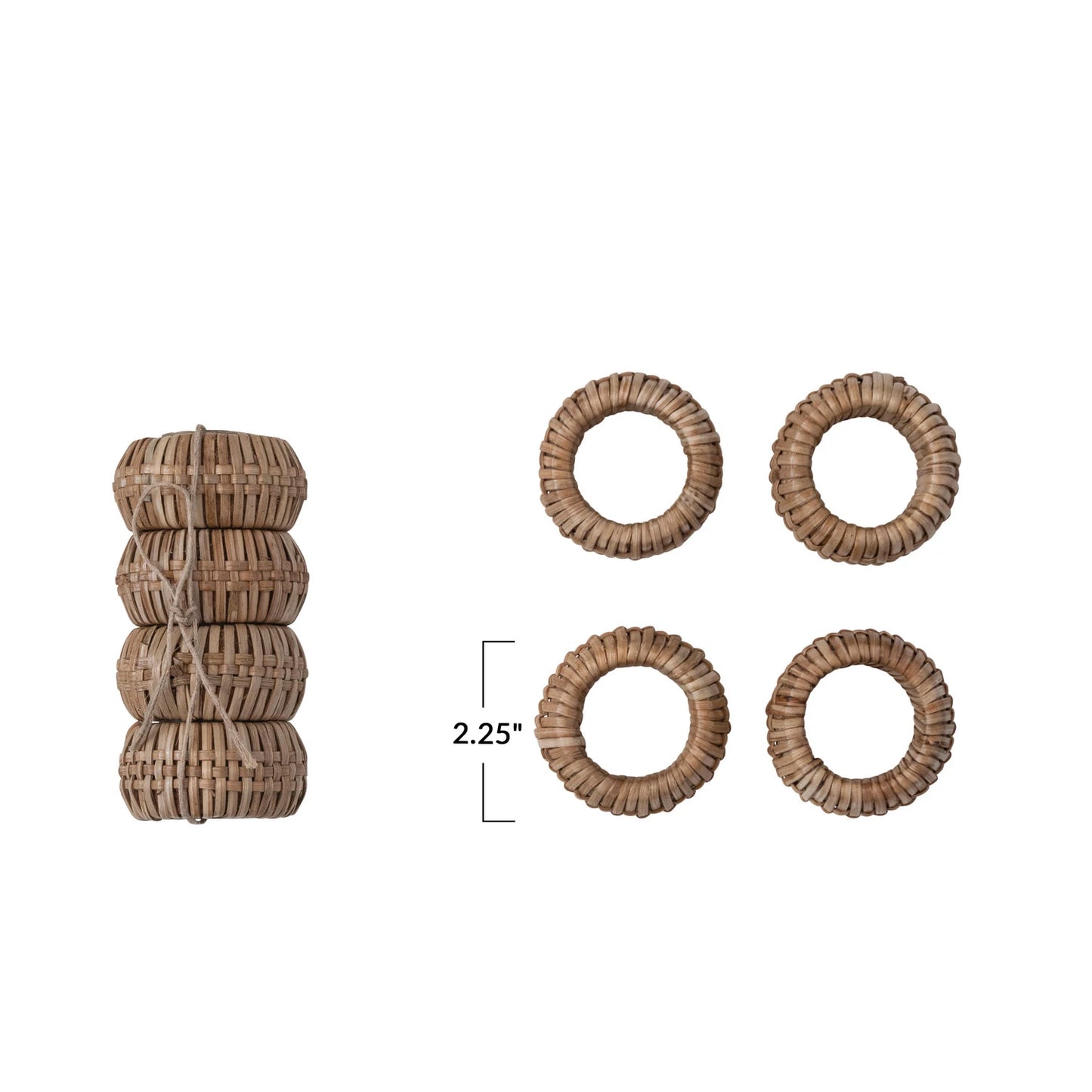 Kitchen Accessory - Hand-Woven Rattan Napkin Rings (Set of 4)