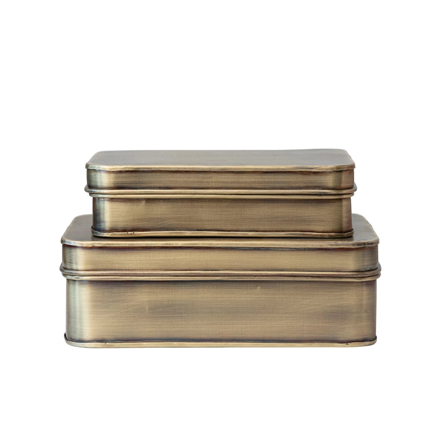 Decorative Box - Metal, Antique Brass Finish