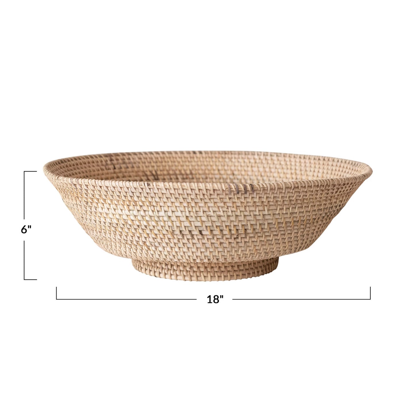 Bowl - Footed, Hand-Woven Rattan