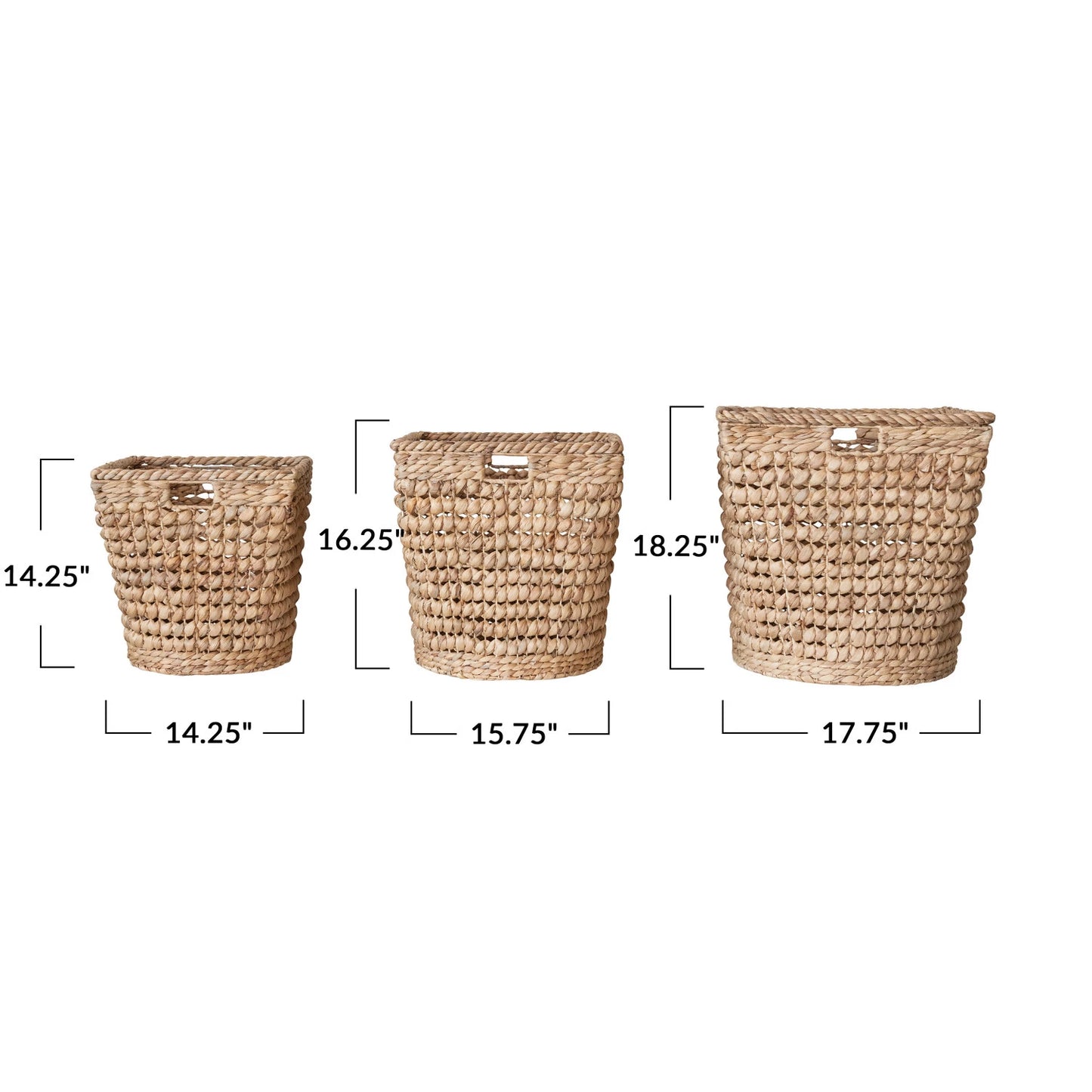 Basket - Hand-Woven Water Hyacinth & Metal w/ Handles