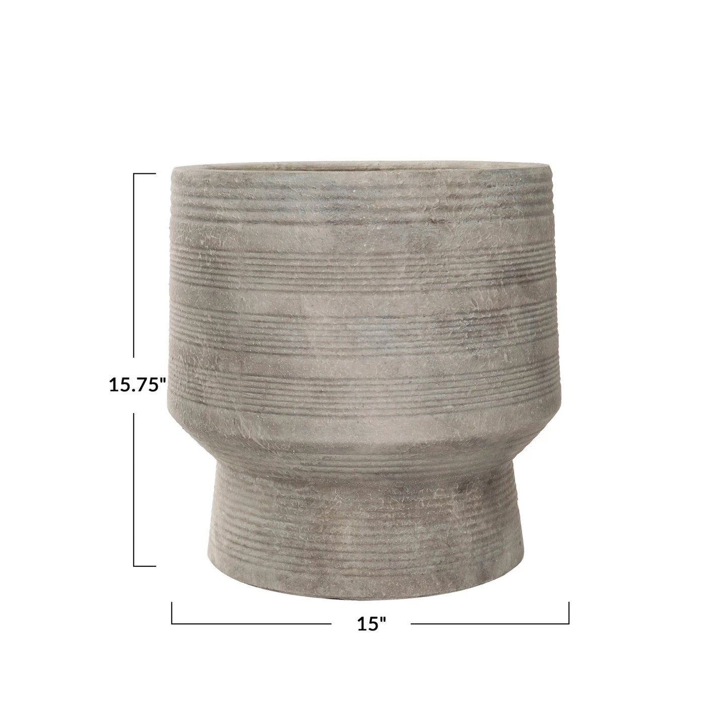 Planter - Stoneware Footed Matte with Debossed Lines