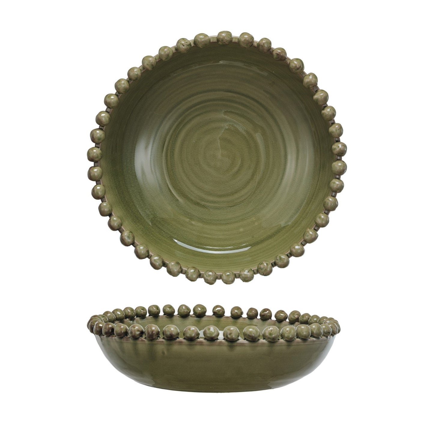 Bowl - Decorative Handmade Terra-cotta Bowl w/ Hobnail Edge