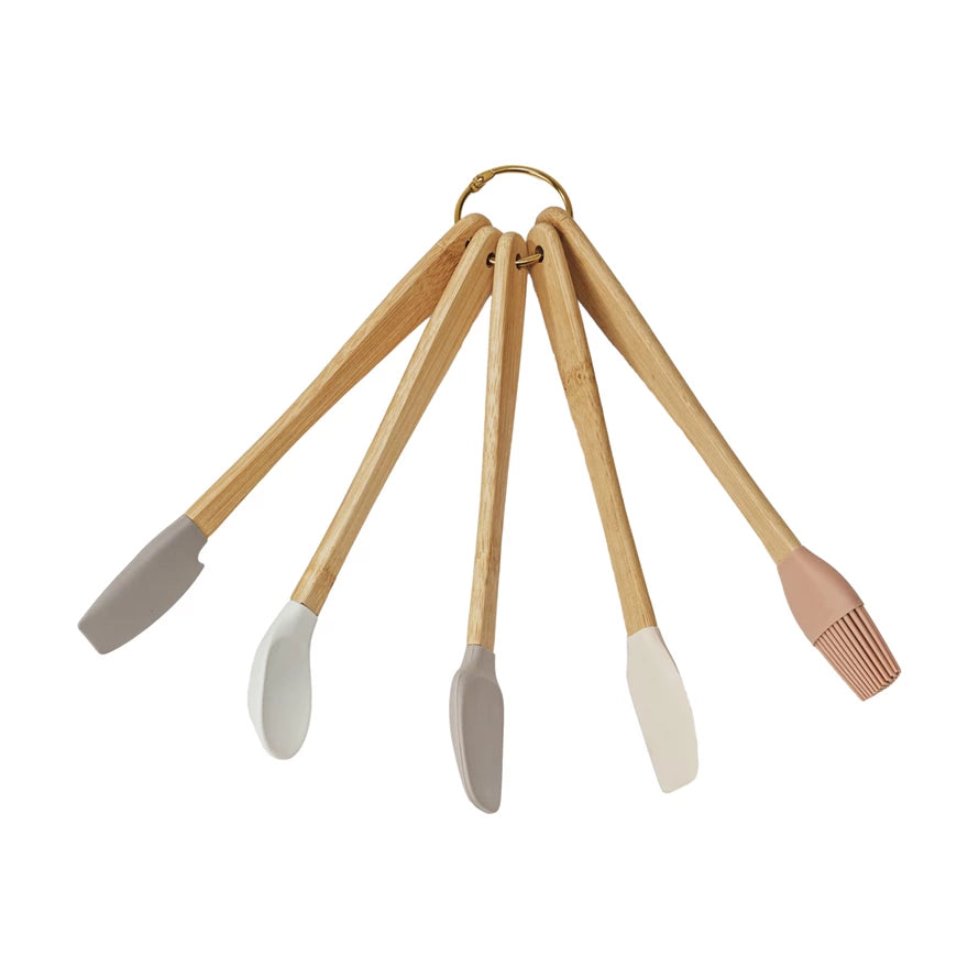 Kitchen Accessory - Silicone & Beech Wood Mini Kitchen Utensils